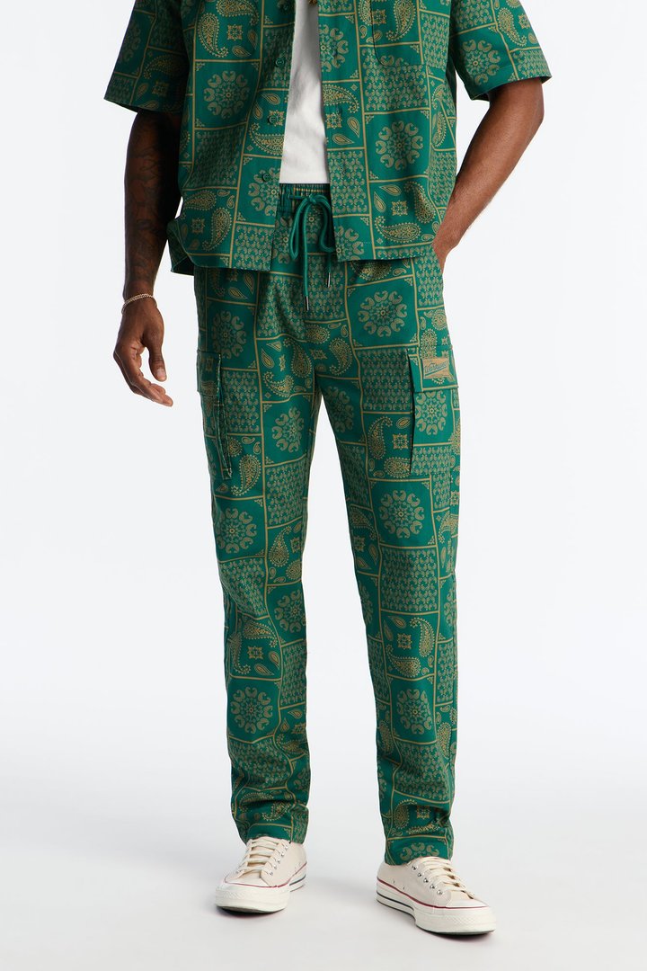 Slim Clinton Hill Mosaic Twill Cargo Pant - Green