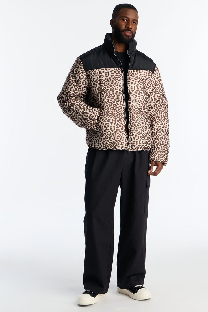 On The Prowl Leopard Print Puffer Jacket - Brown