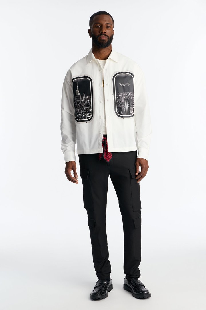 Skyline Views Button Up Shirt - White