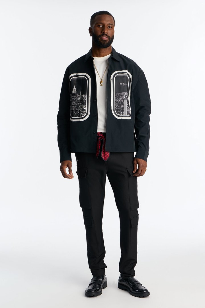 Skyline Views Button Up Shirt - Black