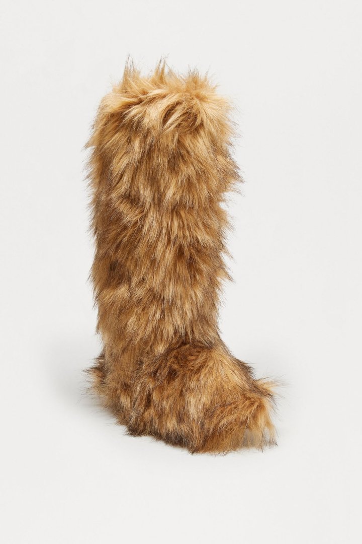 Fireside Faux Fur Boots - Brown/combo