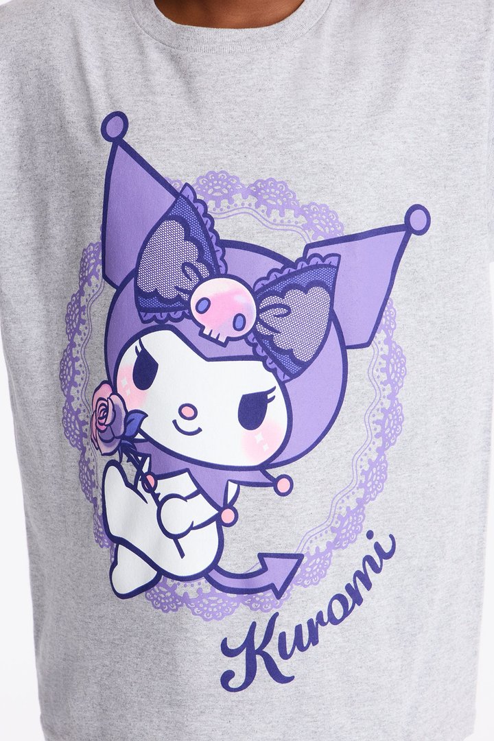 Mini Kuromi Short Sleeve Tee - Grey