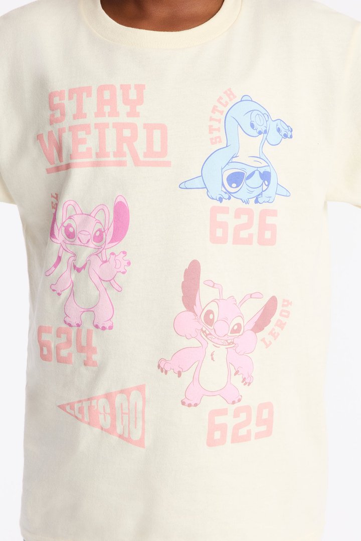 Mini Stitch And Friends Stay Weird Short Sleeve Tee - Off White
