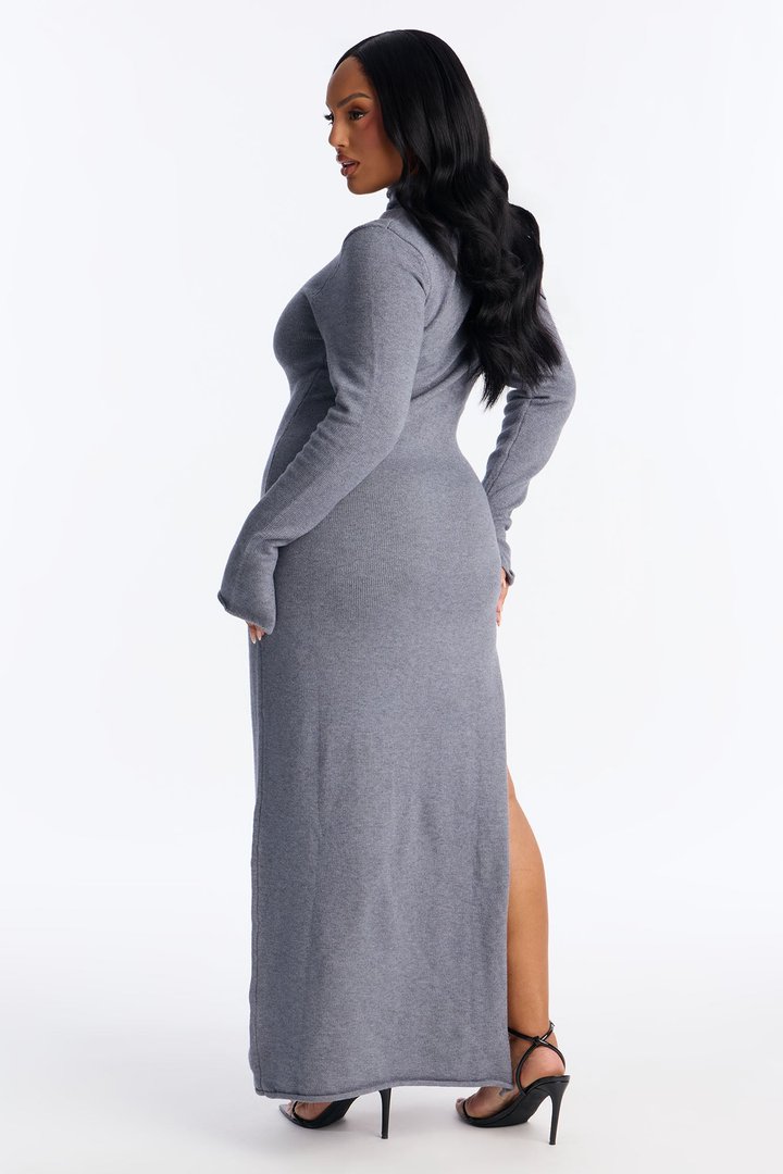 Can't Help It Sweater Maxi Dress - Dark Grey