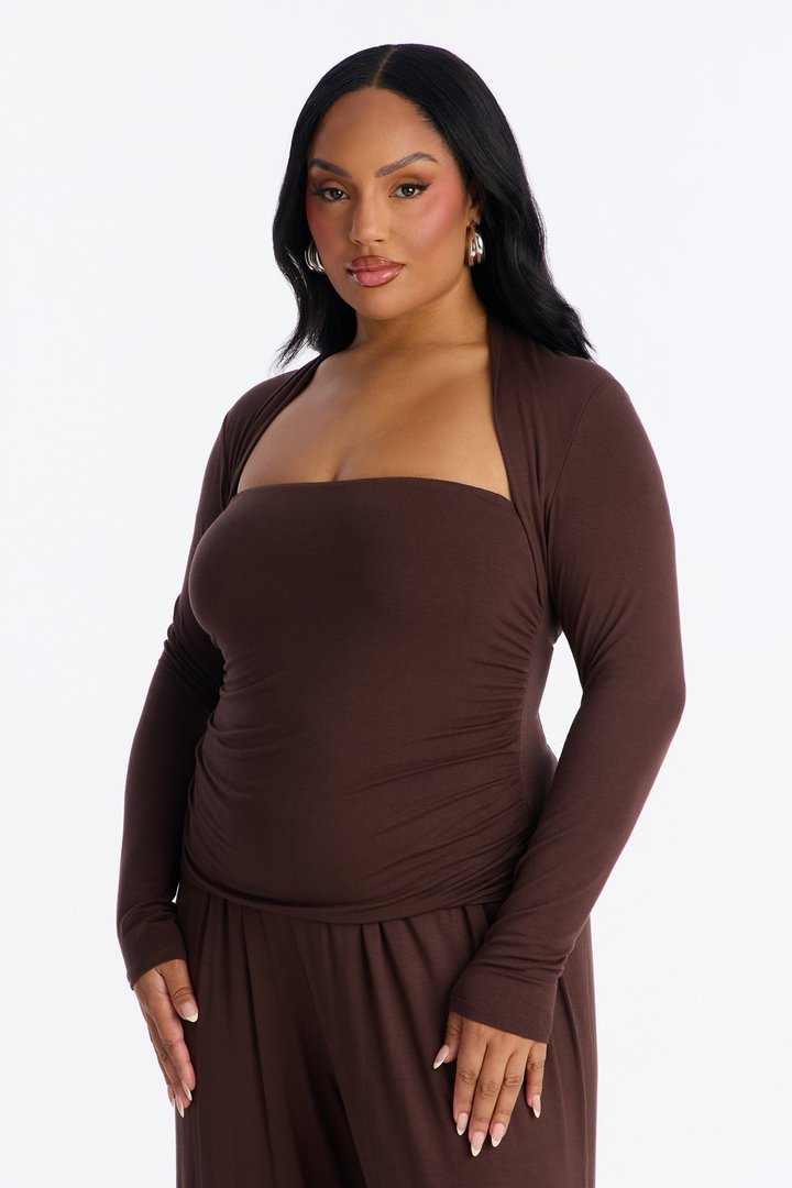 Nora Wide Leg Pant Set - Chocolate