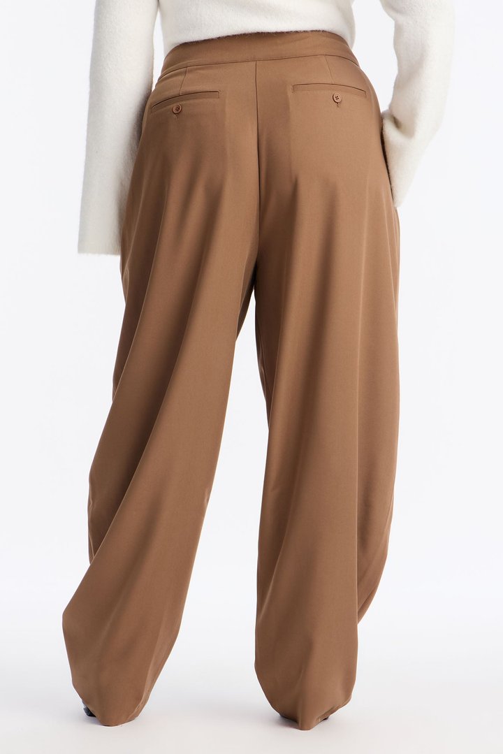 Long Lasting High Waisted Barrel Leg Trouser Pant 32″ - Camel