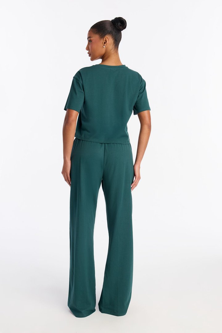FN Mood Cotton PJ Pant Set - Hunter Green