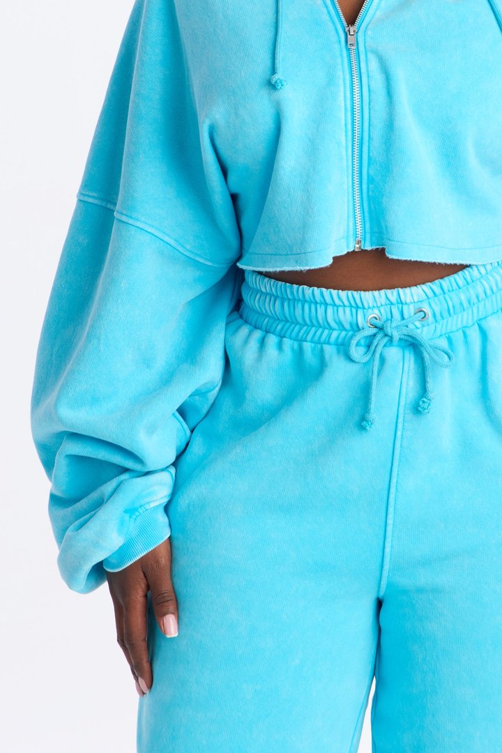 On The Go Fleece Pant Set - Aqua