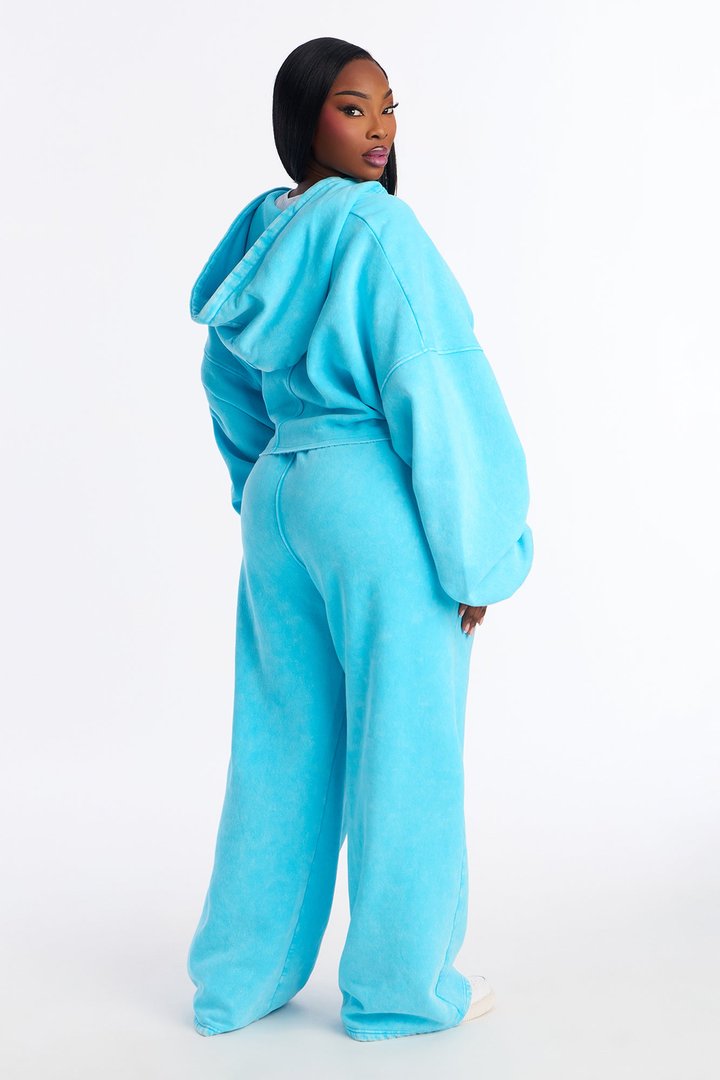 On The Go Fleece Pant Set - Aqua