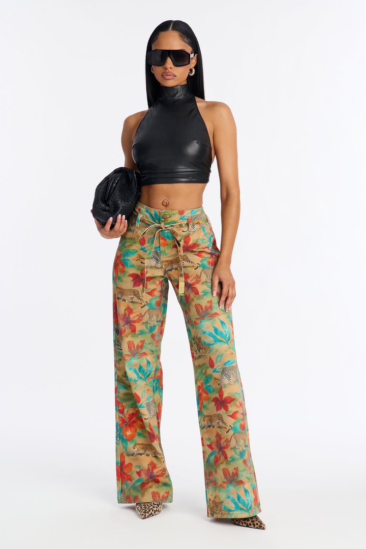Feral Garden Wide Leg Jeans - Gold/combo