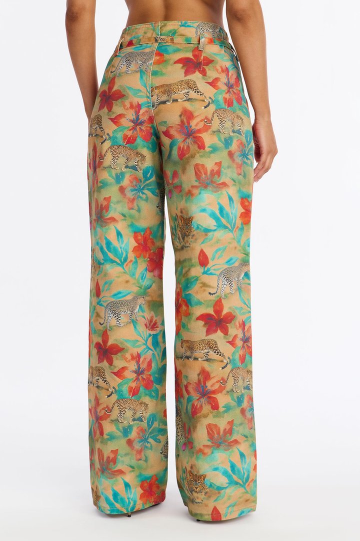 Feral Garden Wide Leg Jeans - Gold/combo