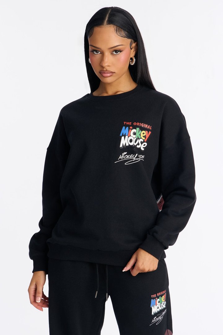 Mickey Mouse Fleece Pull Over Sweatshirt - Black