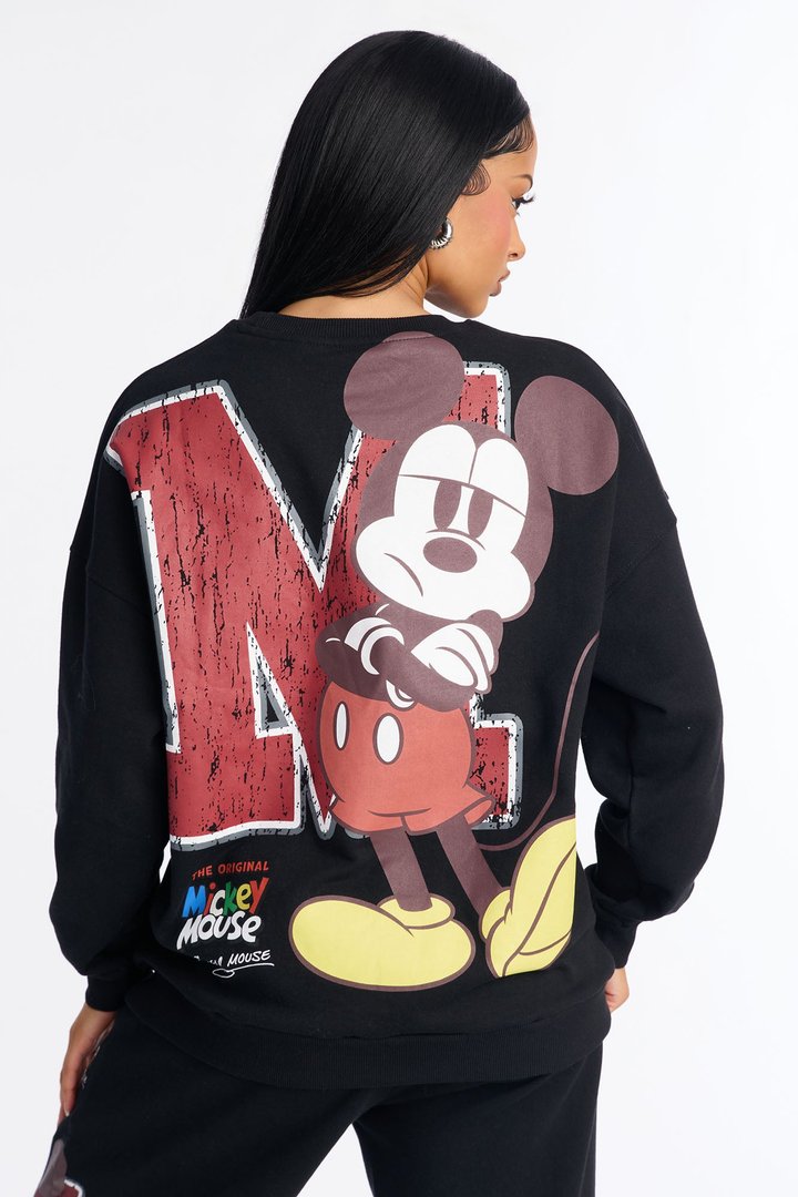 Mickey Mouse Fleece Pull Over Sweatshirt - Black