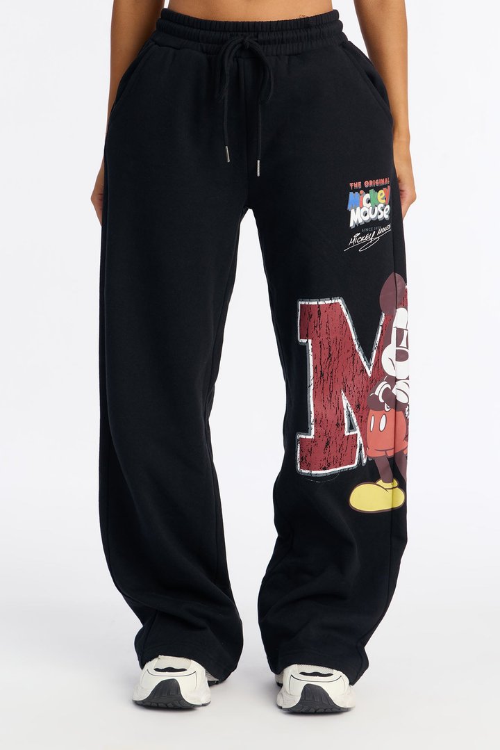 Mickey Mouse Fleece Wide Leg Pant - Black
