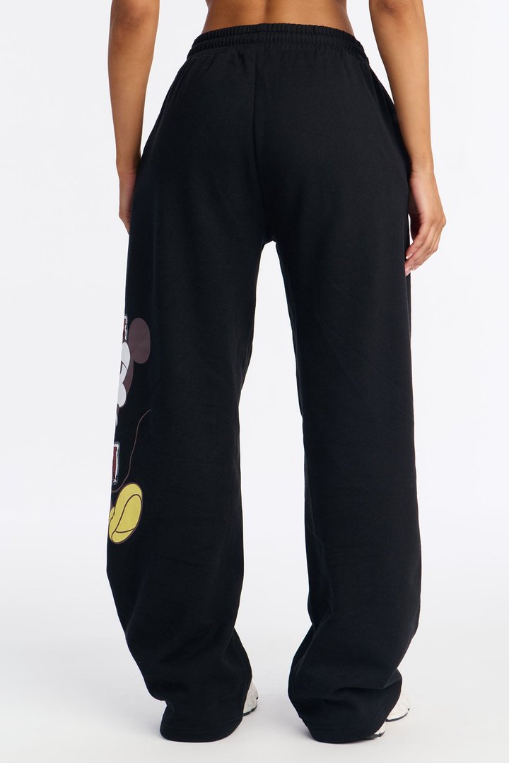 Mickey Mouse Fleece Wide Leg Pant - Black