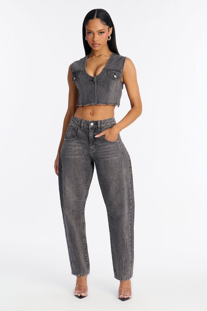 Razzle Dazzle Embellished Jeans - Grey