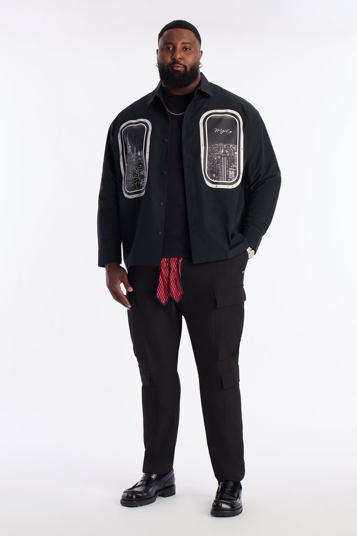 Skyline Views Button Up Shirt - Black
