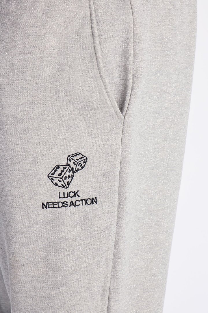 Chase Luck Embroidered Sweatpants - Heather Grey