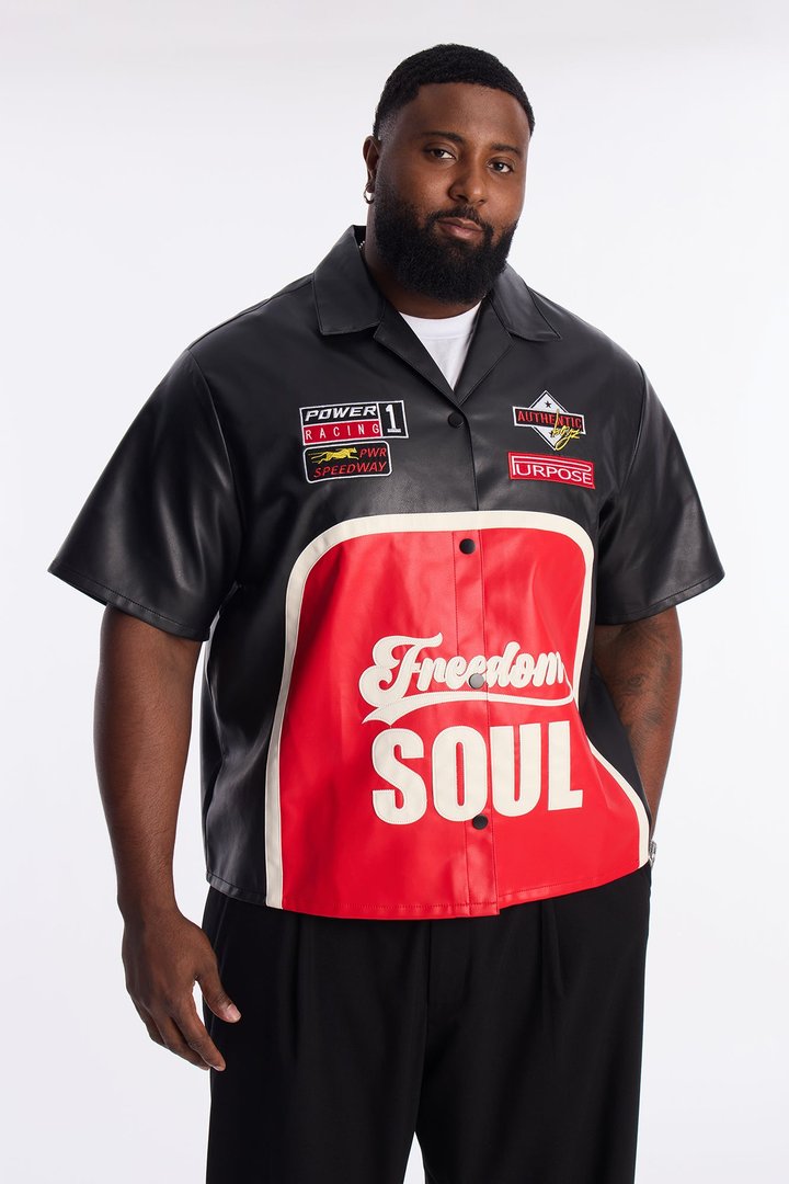 Freedom Soul Short Sleeve Cuban Shirt - Black