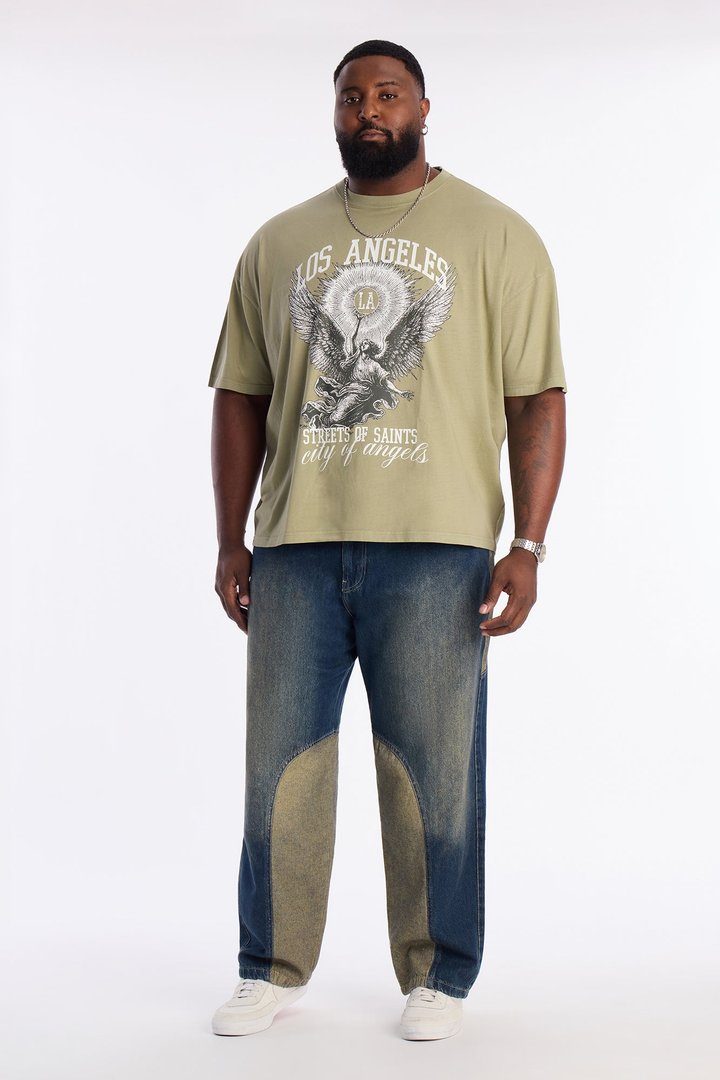 LA Street Saints Oversized Short Sleeve Tee - Olive