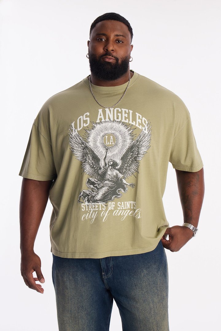LA Street Saints Oversized Short Sleeve Tee - Olive