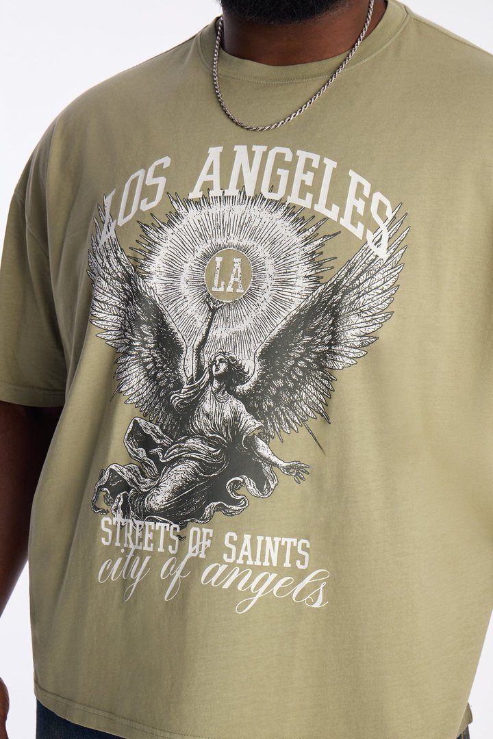 LA Street Saints Oversized Short Sleeve Tee - Olive