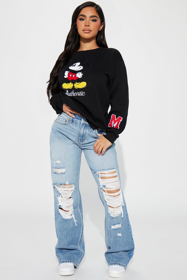 Mickey Mouse Vintage Crew Neck Sweatshirt - Black
