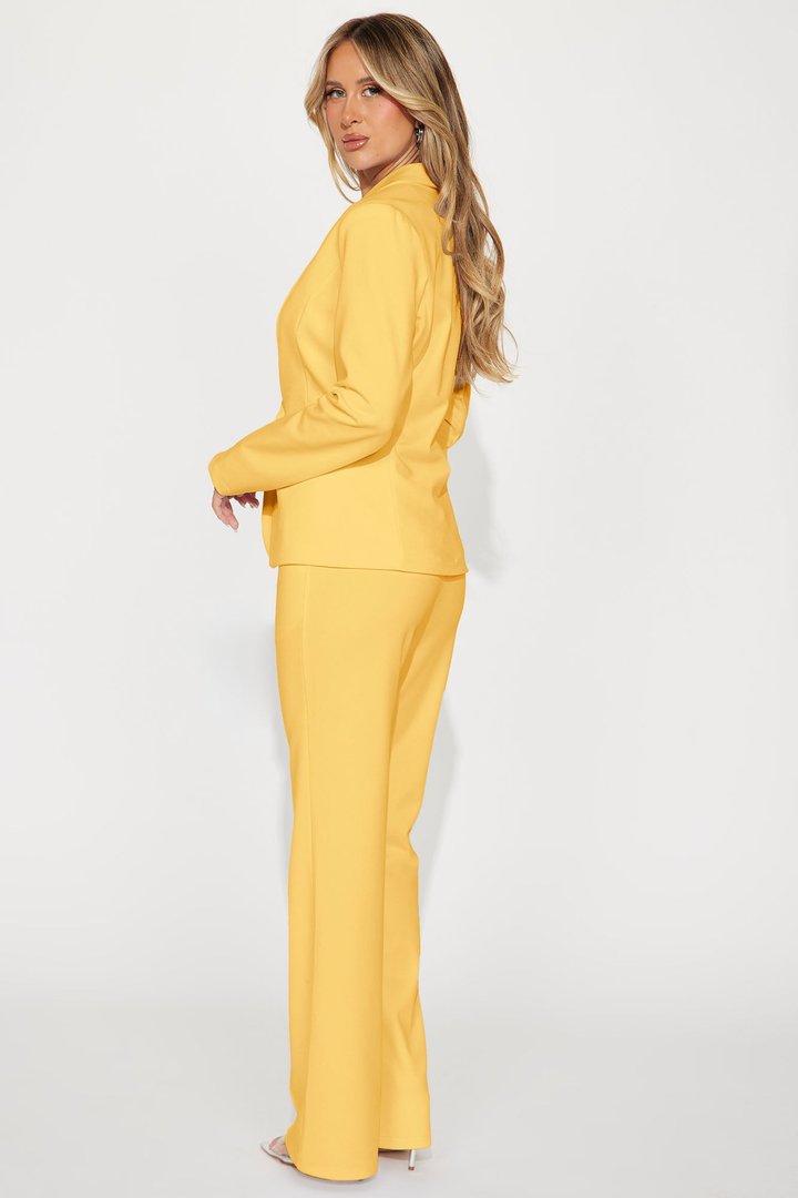 Business Per Usual Blazer Pant Set - Butter Yellow
