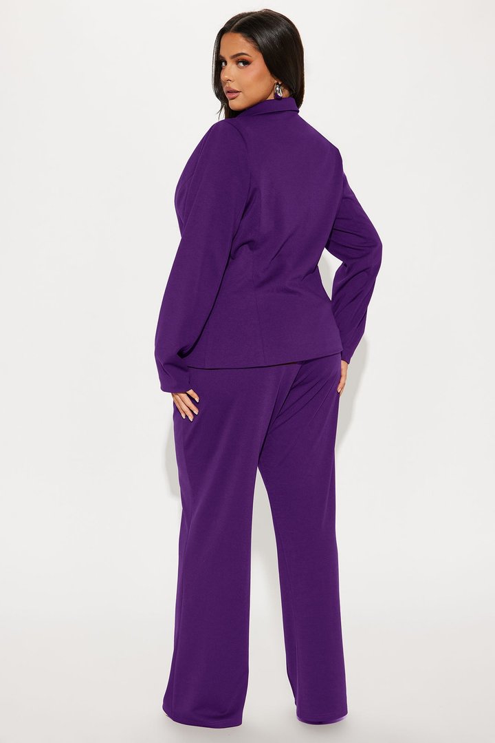 Business Per Usual Blazer Pant Set - Plum