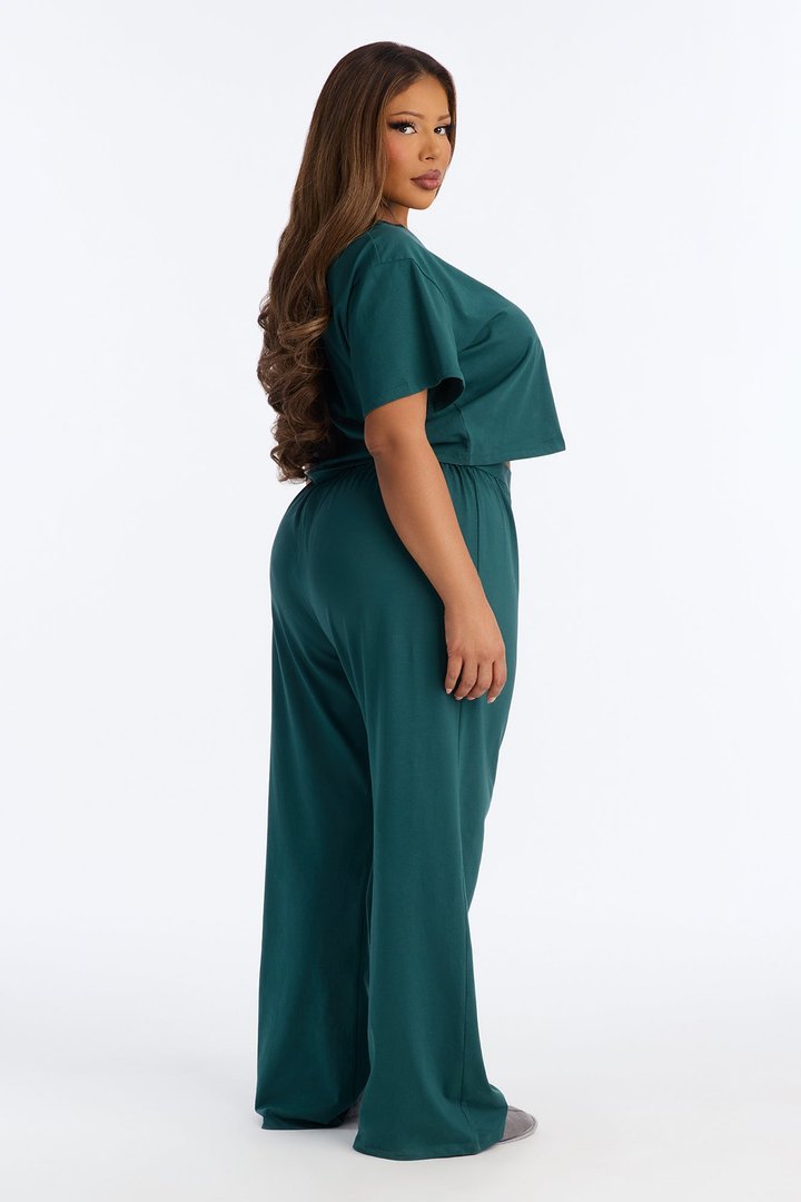 FN Mood Cotton PJ Pant Set - Hunter Green