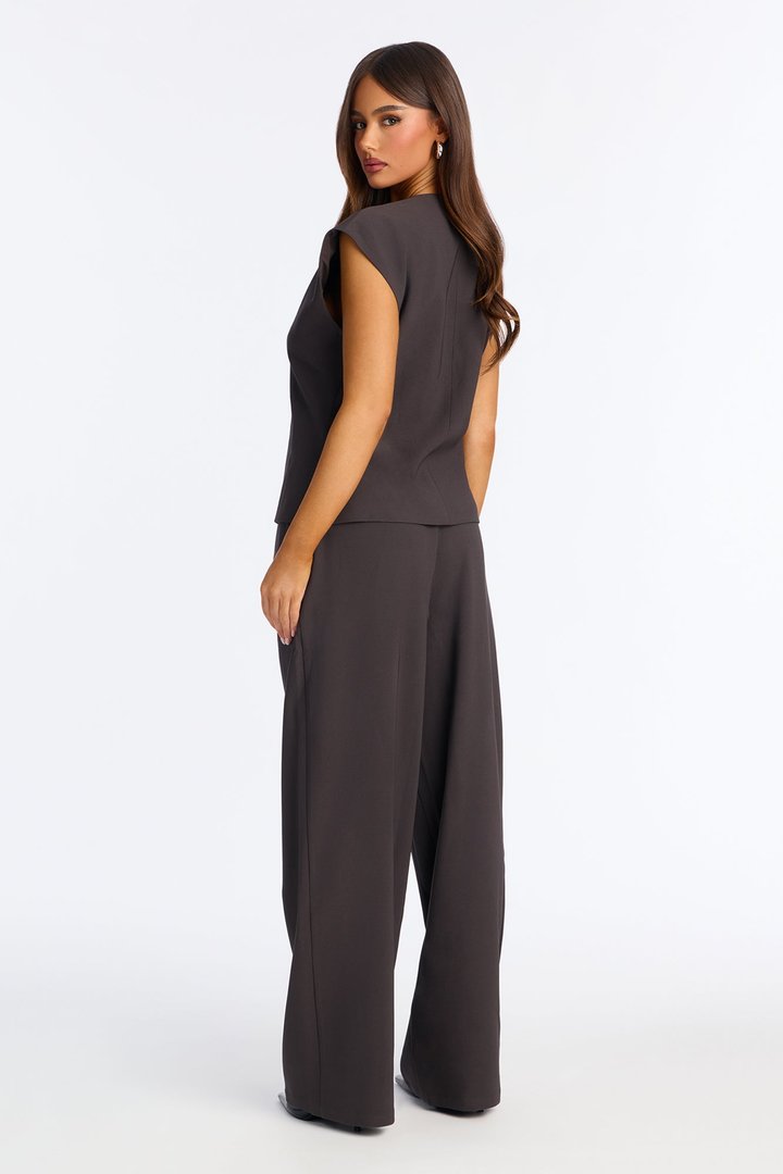Modern Muse Vest Pant Set - Charcoal