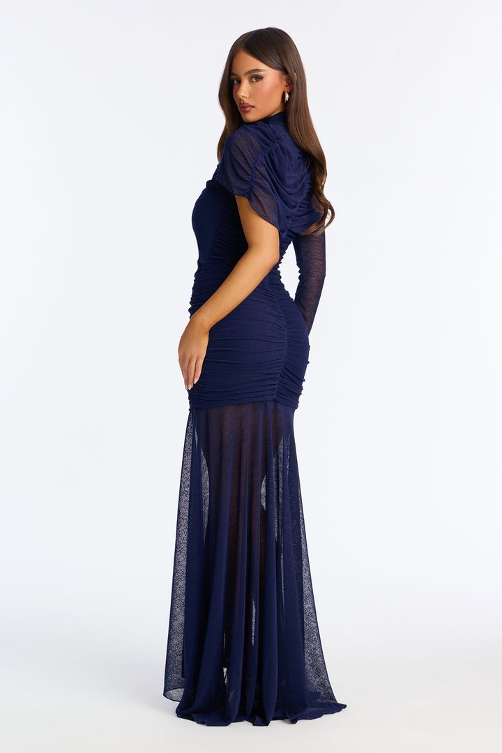 Katherine Ruched Maxi Dress - Navy