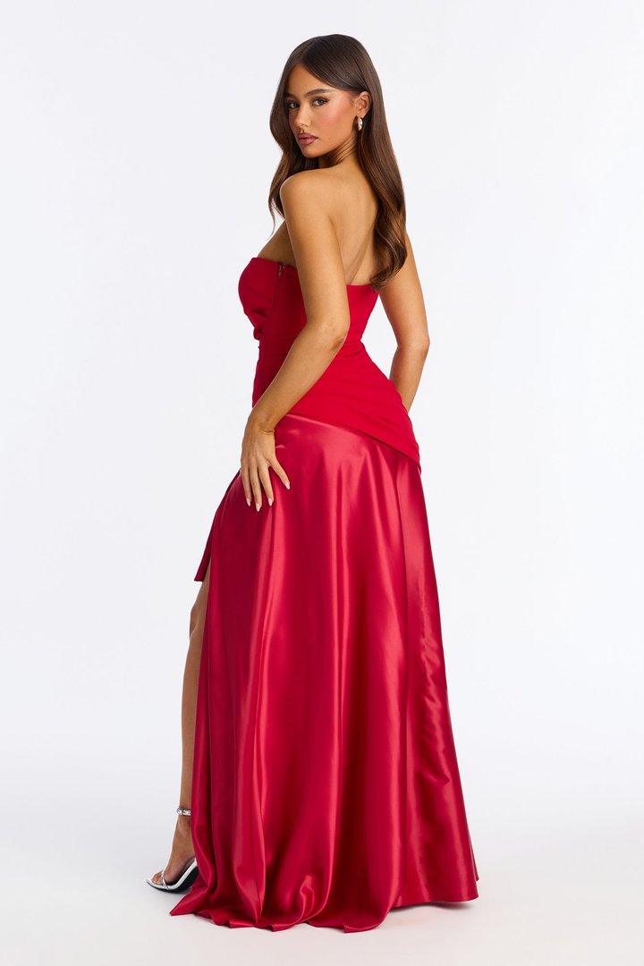Simply Stunning Strapless Gown - Red