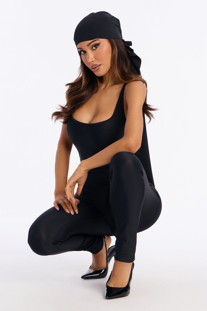 Sia Catsuit And Head Scarf 2 Piece Set - Black