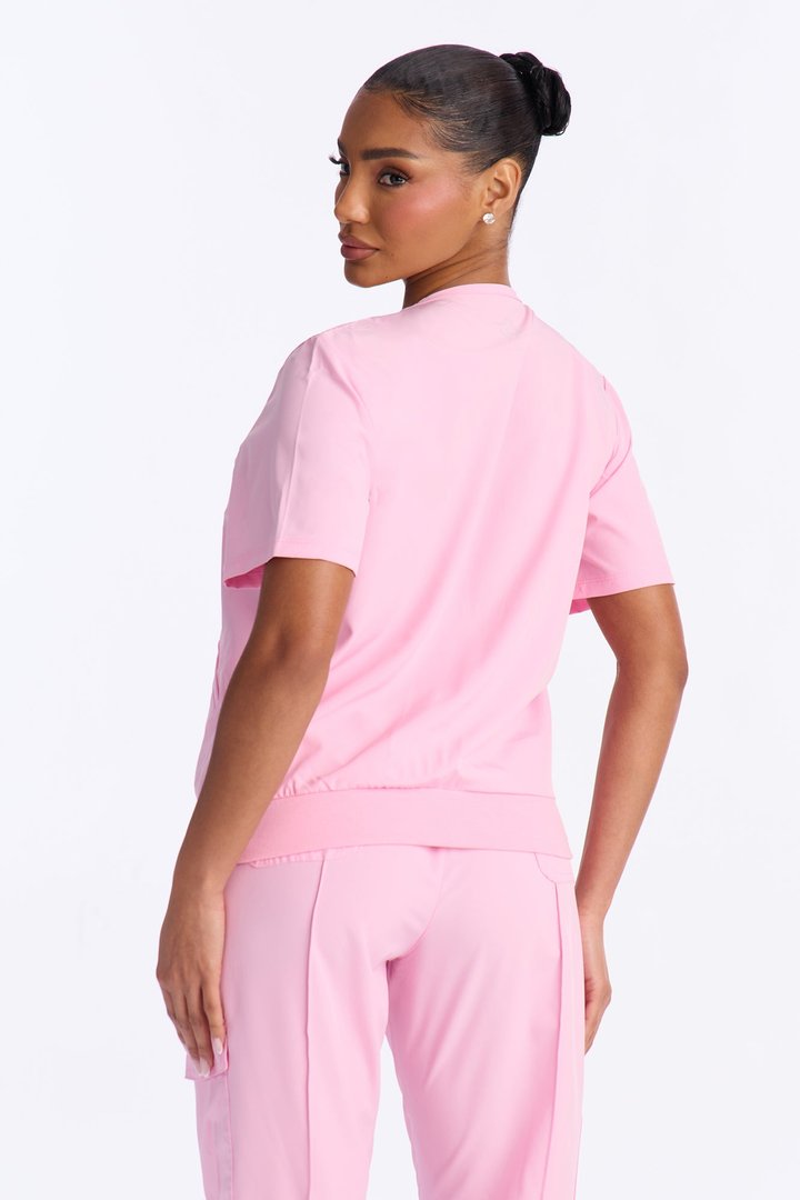 Pretty In Practice Scrub V Neck Top - Pink