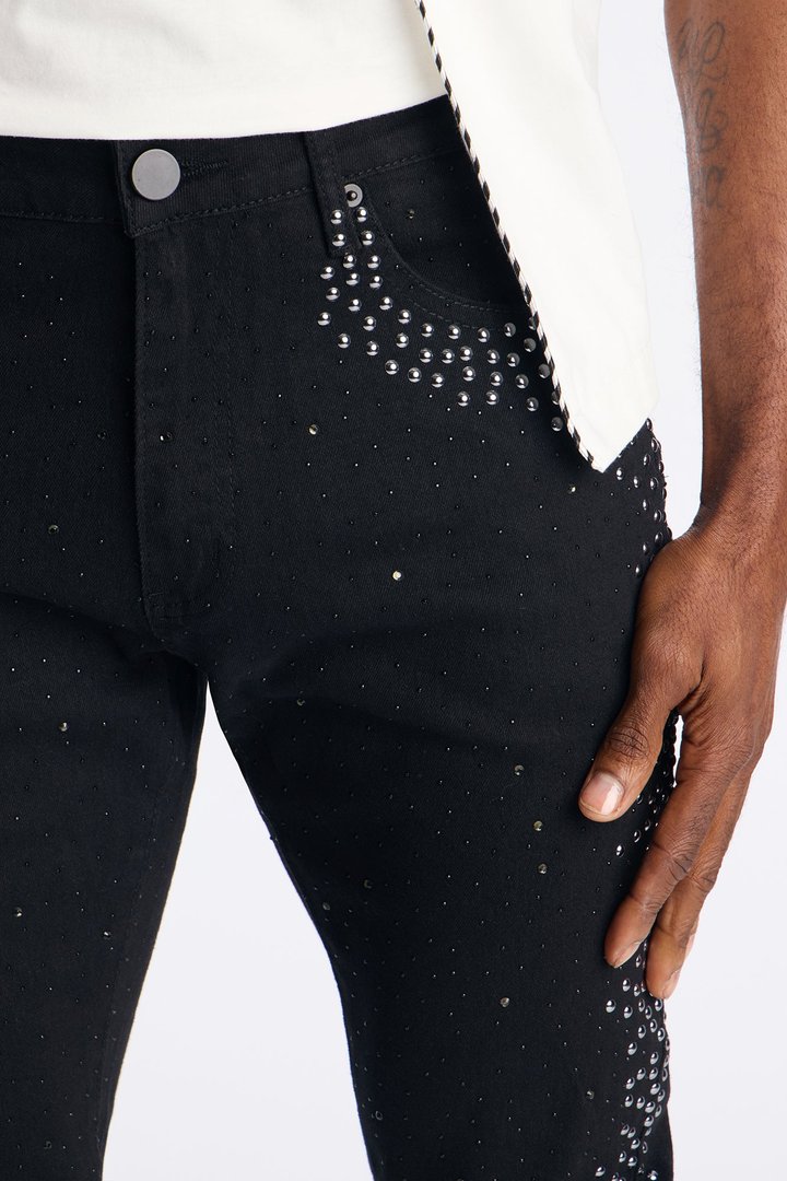 Stacked Skinny Fancy Me Pearls With Jewel Jean - Black