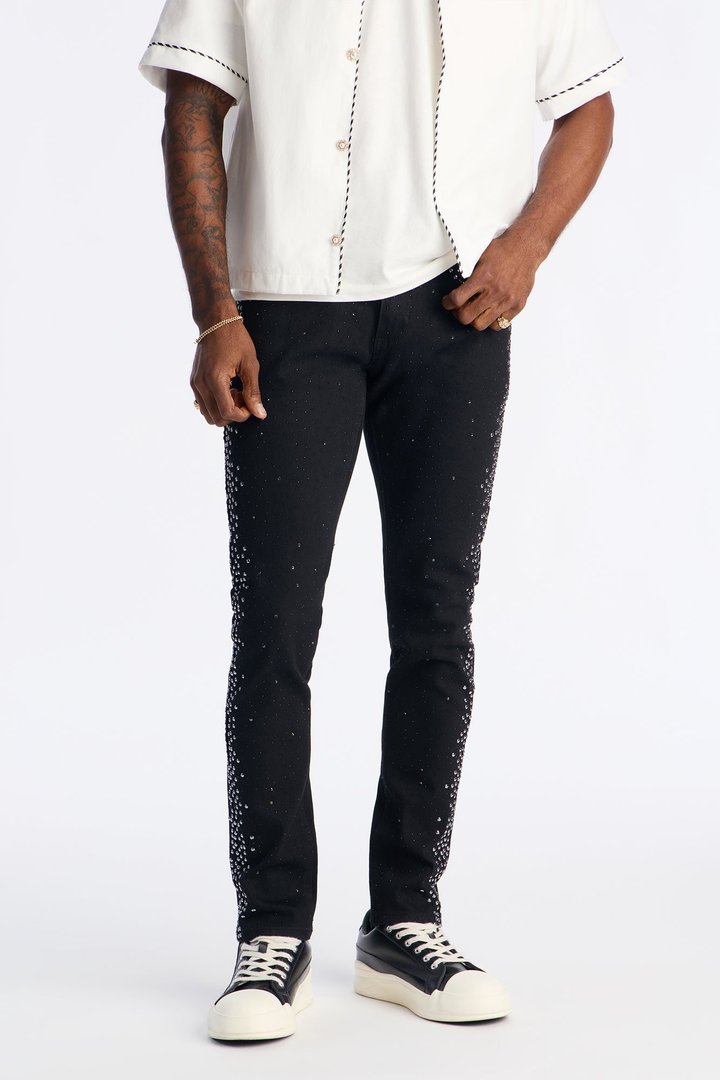 Stacked Skinny Fancy Me Pearls With Jewel Jean - Black