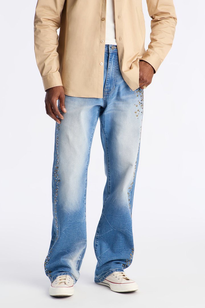 Stacked Slim Flare Steel Venom Jean - Medium Blue Wash