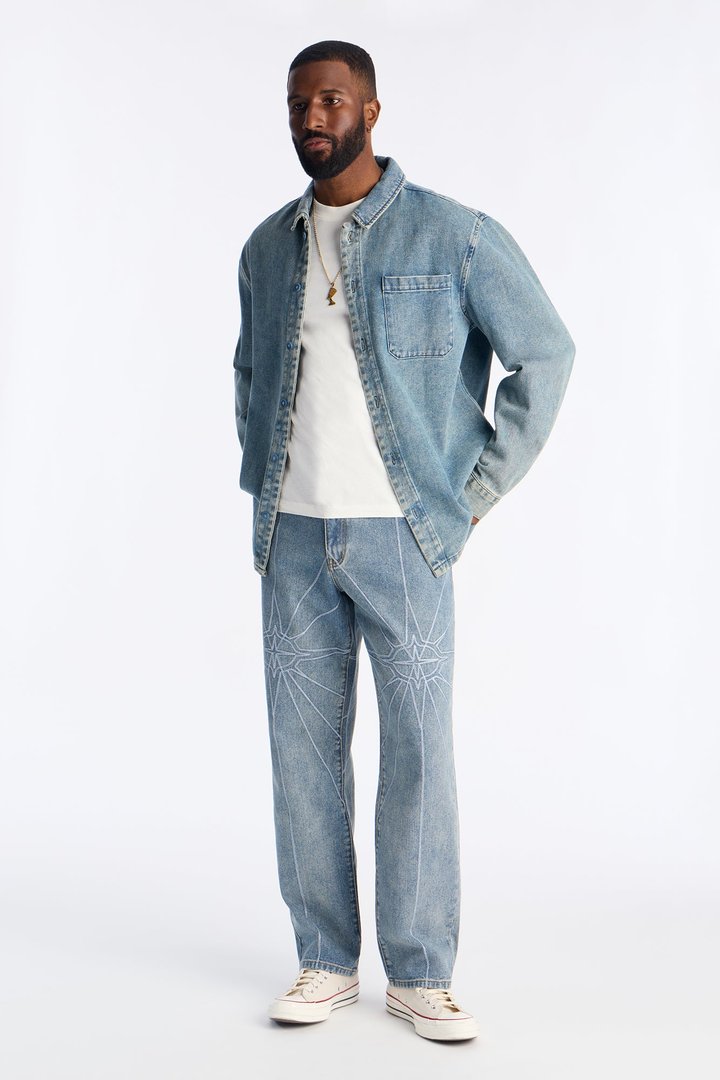 Straight Galaxy Star Jean - Medium Blue Wash