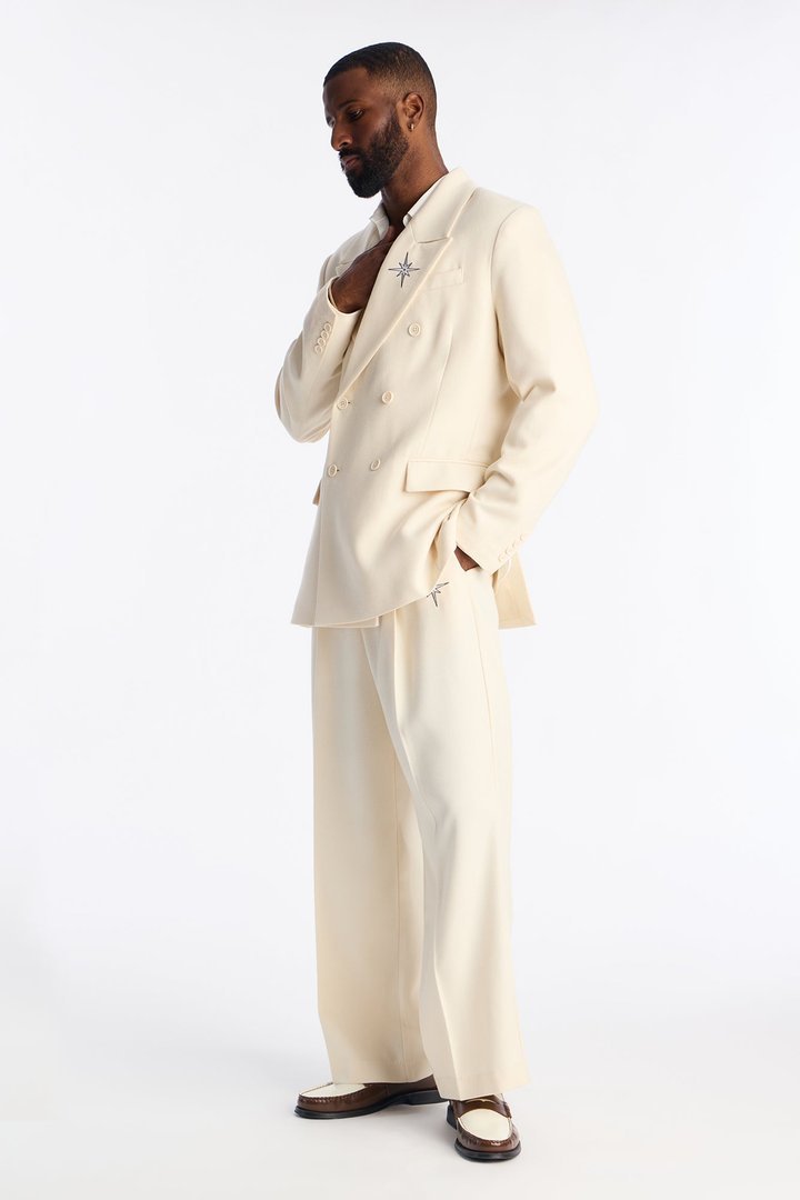 Relaxed Double Breasted Bright Etoile Blazer - Off White