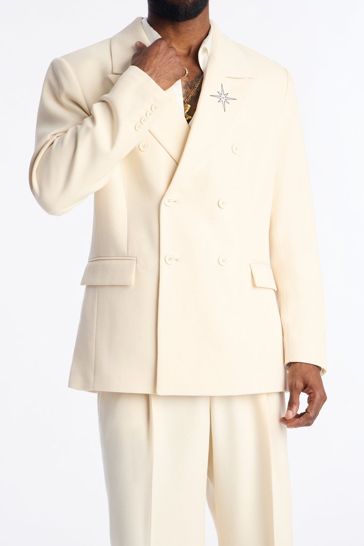 Relaxed Double Breasted Bright Etoile Blazer - Off White