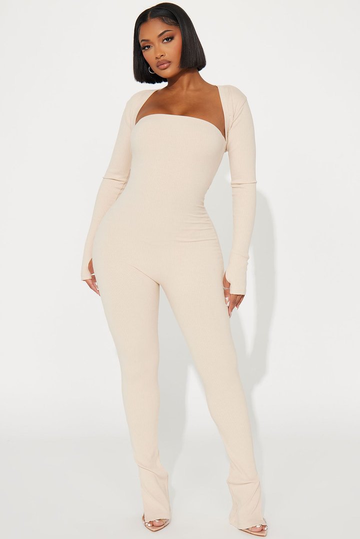 Jeanette Snatched Jumpsuit Set - Cream