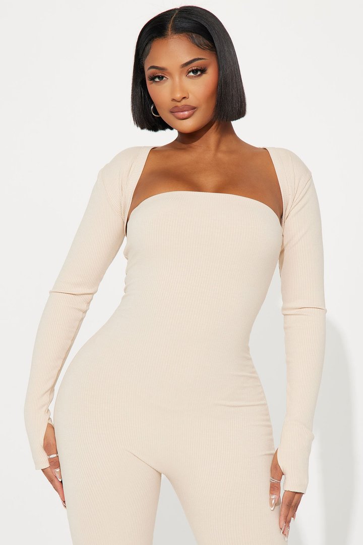 Jeanette Snatched Jumpsuit Set - Cream