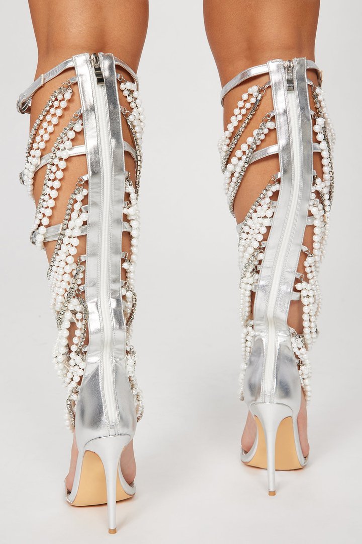 Another Status Strappy Heeled Sandals - Silver