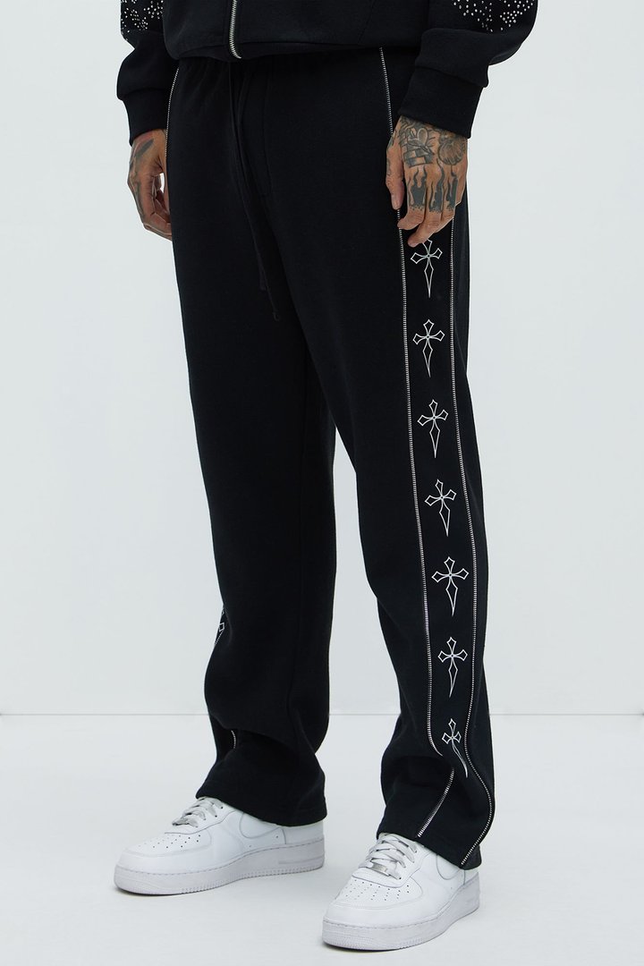 Tayson Cross Straight Sweatpants - Black