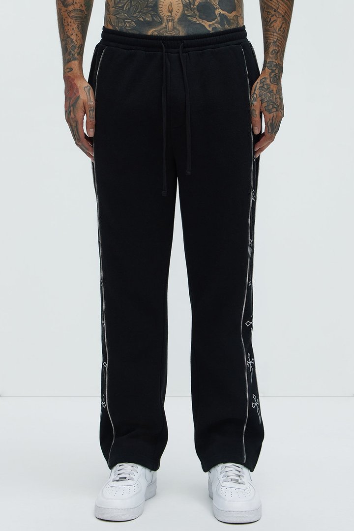 Tayson Cross Straight Sweatpants - Black