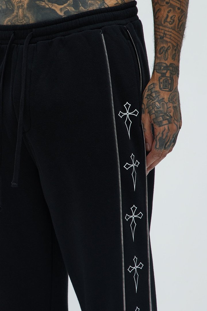 Tayson Cross Straight Sweatpants - Black