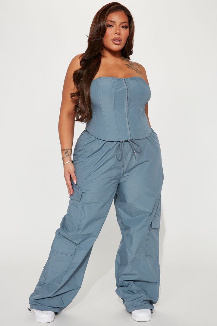 She's Just All That Pant Set - Slate Blue
