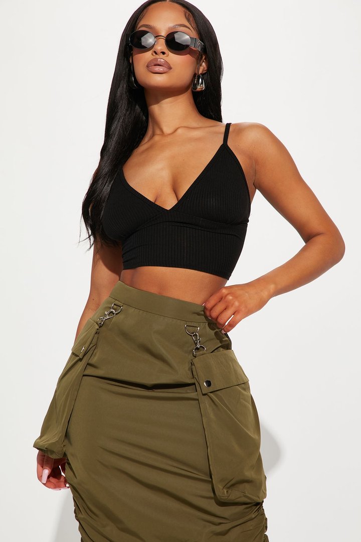 Ellie V Neck Cami Top - Black