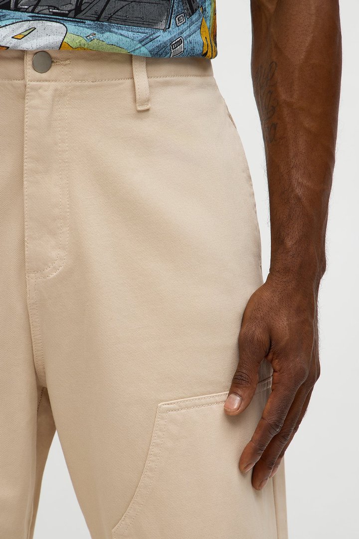 Baggy Zipper Carpenter Pant - Khaki
